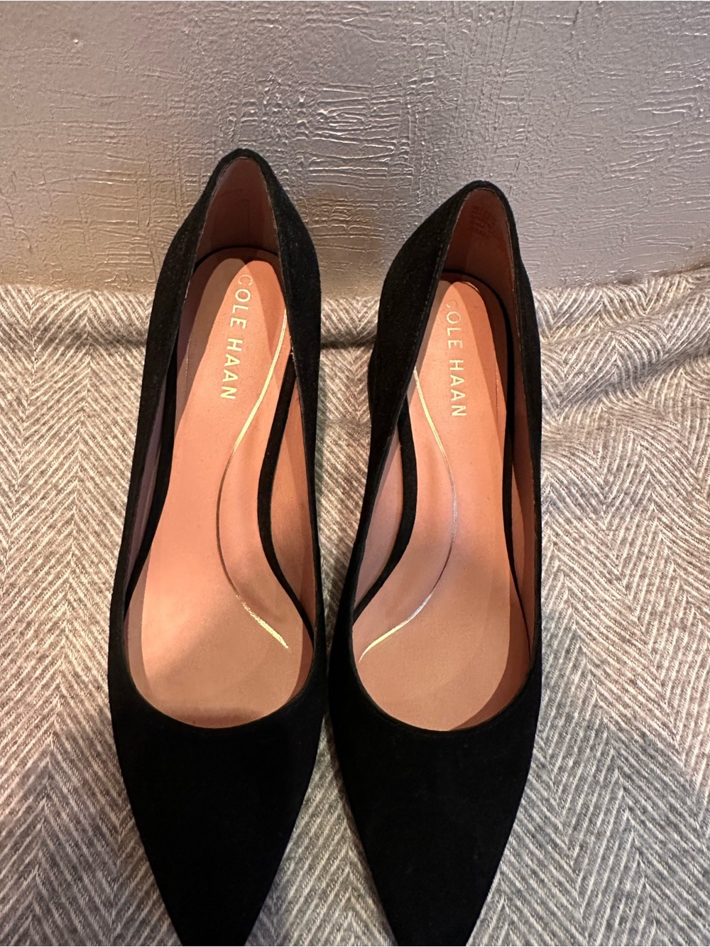 Cole Haan Black Suede Pointed Toe Pumps